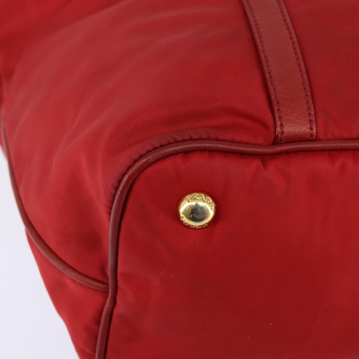 Prada Convertible Logo Tote Tessuto and Leather, RED, NYLON, Tote bag