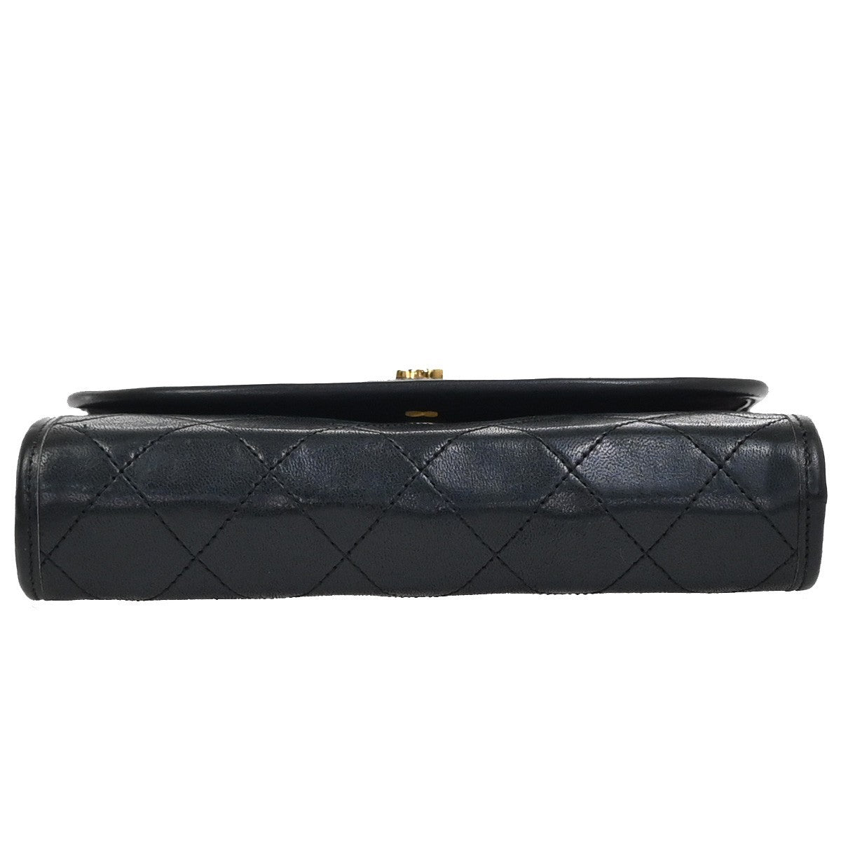 Chanel Vintage Round Flap Bag Quilted Lambskin, BLACK, LEATHER, Shoulder bag
