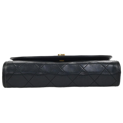 Chanel Vintage Round Flap Bag Quilted Lambskin, BLACK, LEATHER, Shoulder bag