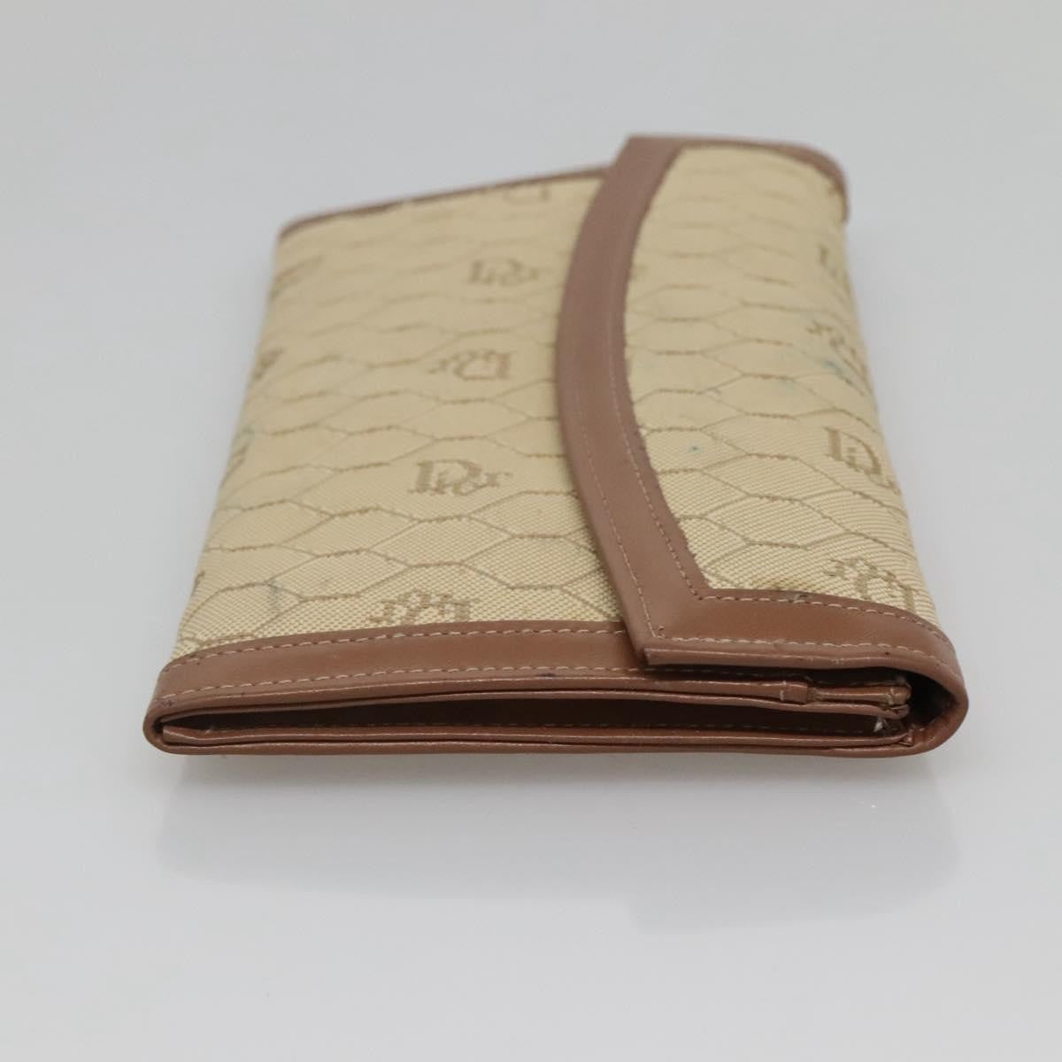 Christian Dior Vintage Honeycomb Flap Wallet Coated Canvas, BEIGE, CANVAS, Wallets