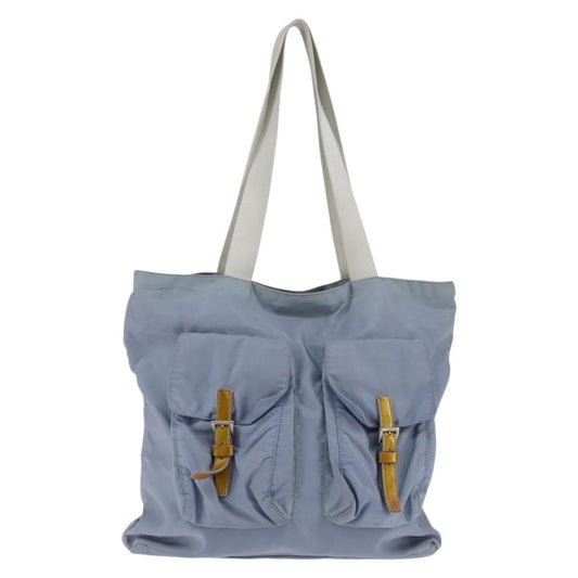Prada Side Pocket Tote Nylon, BLUE, NYLON, Tote bag