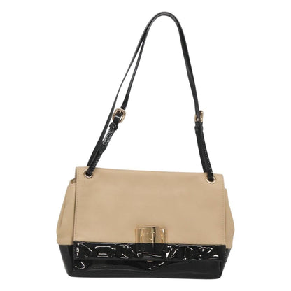 Salvatore Ferragamo Vala Shoulder Bag Leather, BEIGE, LEATHER, Shoulder bag