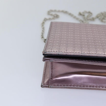Christian Dior Lady Dior Croisiere Chain Wallet Micro Cannage Metallic Calfskin, PINK, LEATHER, Shoulder bag
