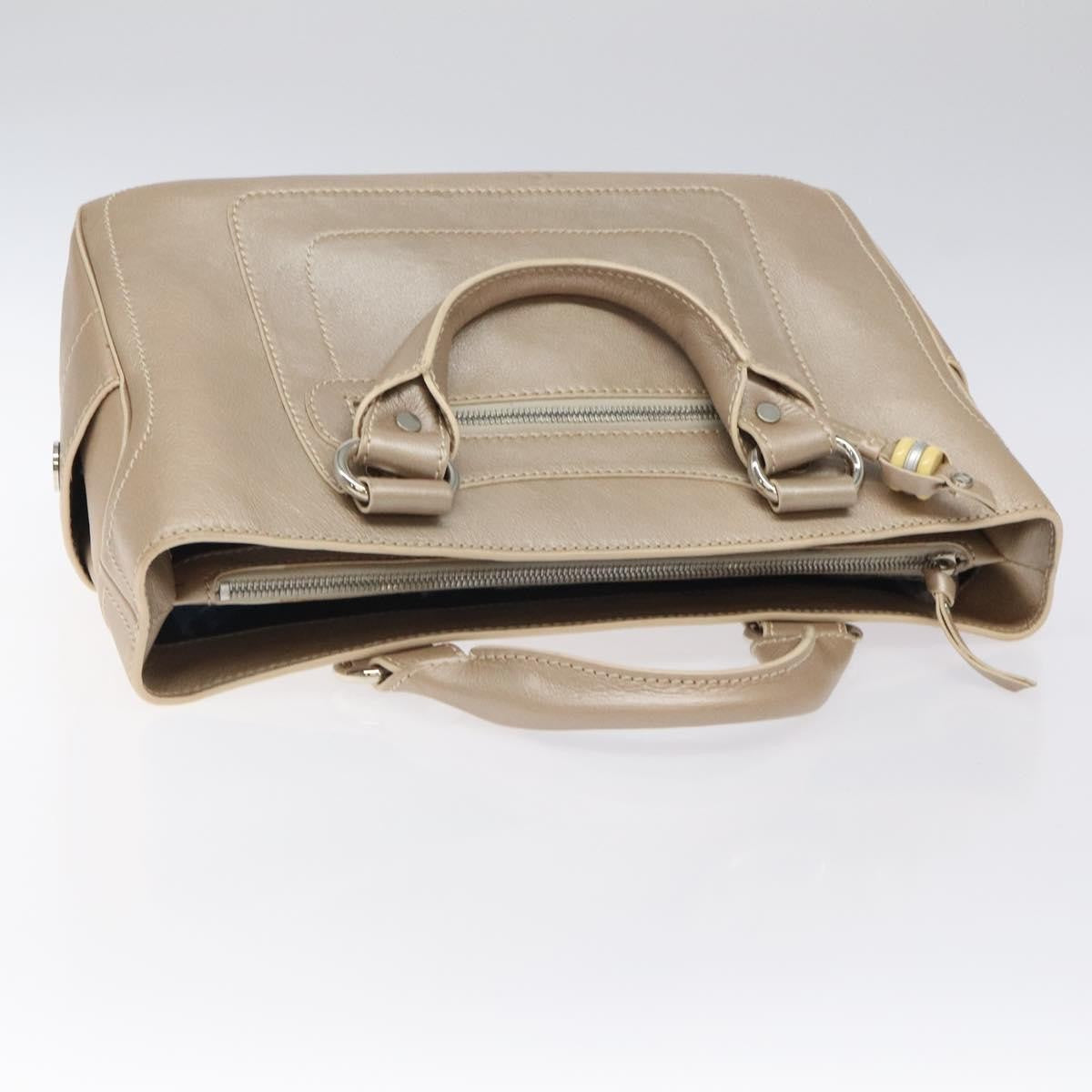 Celine Boogie Satchel Leather, GOLD, LEATHER, Handbag