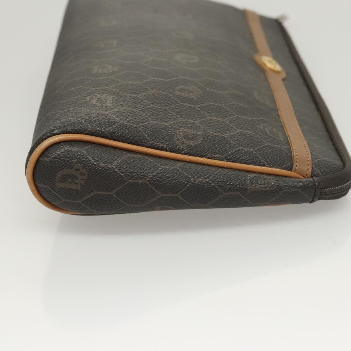 Christian Dior Vintage Honeycomb Zip Pouch Canvas and Leather, Black, Canvas, Clutch