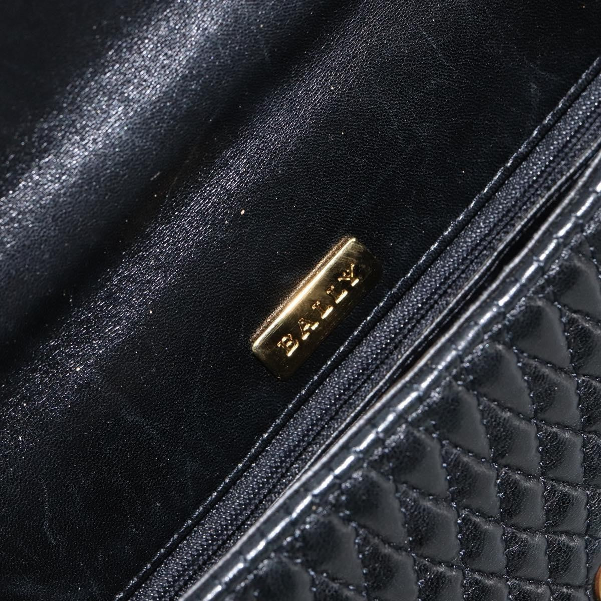 Bally Vintage Handbag Quilted Leather, BLACK, LEATHER, Handbag