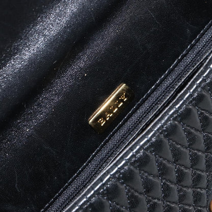 Bally Vintage Handbag Quilted Leather, BLACK, LEATHER, Handbag