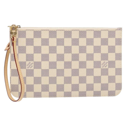 Louis Vuitton Neverfull Pochette Damier, WHITE, CANVAS, Tote bag