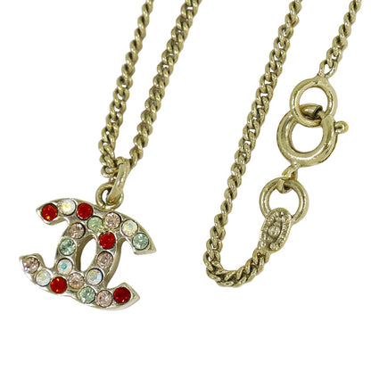 Chanel Rainbow CC Pendant Necklace Metal and Crystals, GOLD, GOLD_PLATED, Necklace