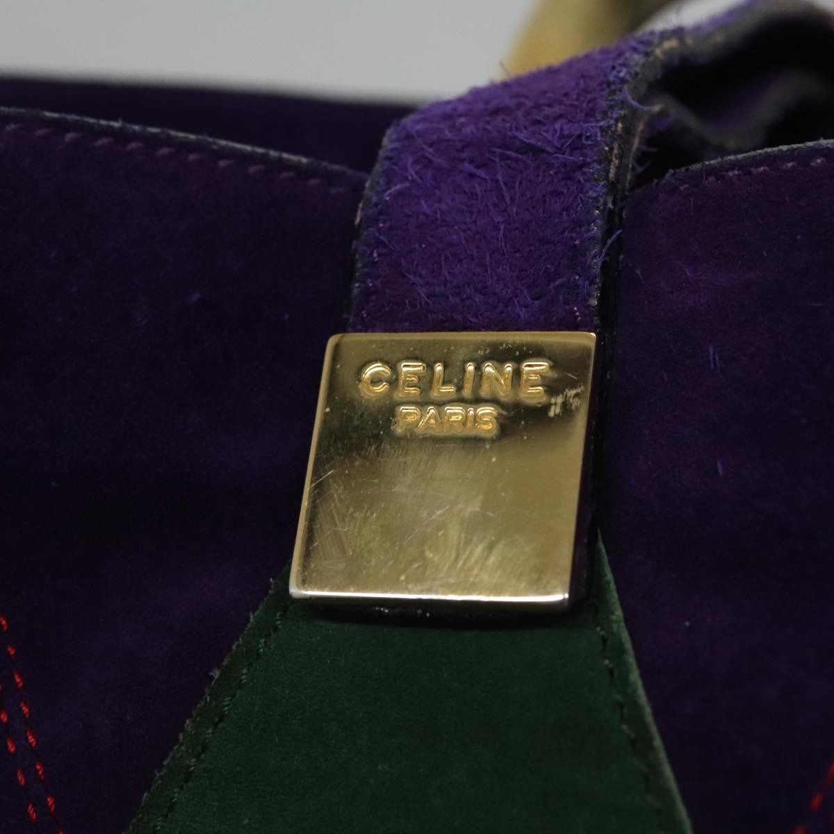 Celine Circle logo Suede and Leather, PURPLE, SUEDE, Shoulder bag