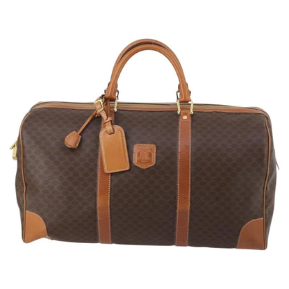 Celine Vintage Duffle Bag Macadam Coated Canvas, BROWN, CANVAS, Travel bag