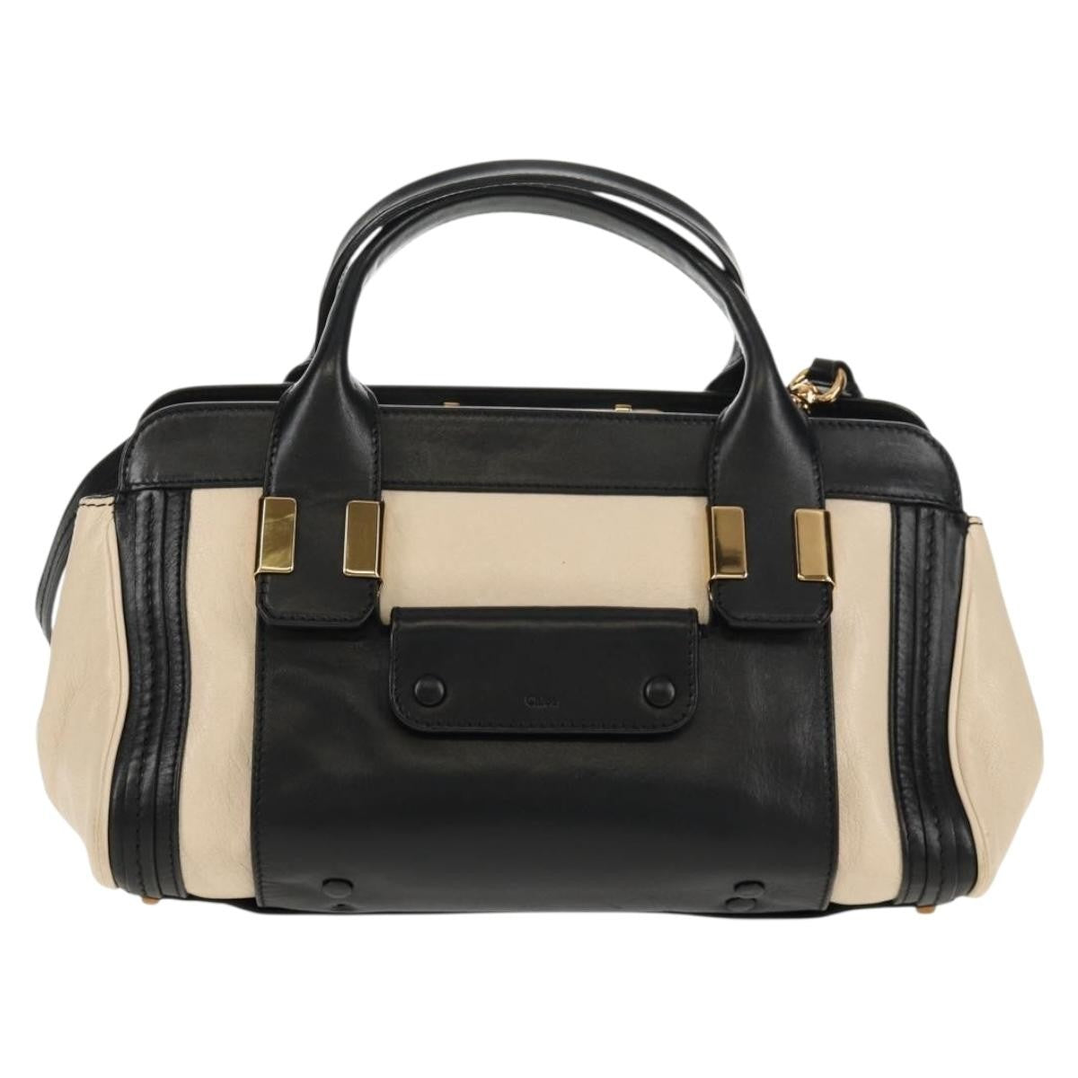 Chloe Alice Satchel Leather, WHITE, LEATHER, Handbag