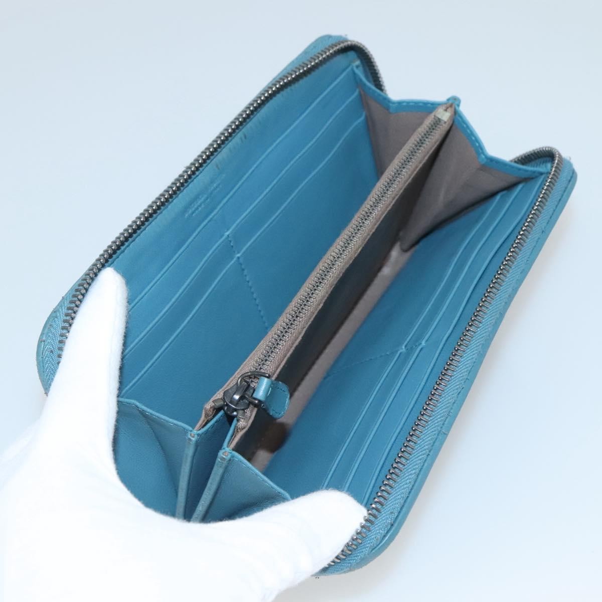 Bottega Veneta Intrecciato Wallet Leather, BLUE, LEATHER, Wallets