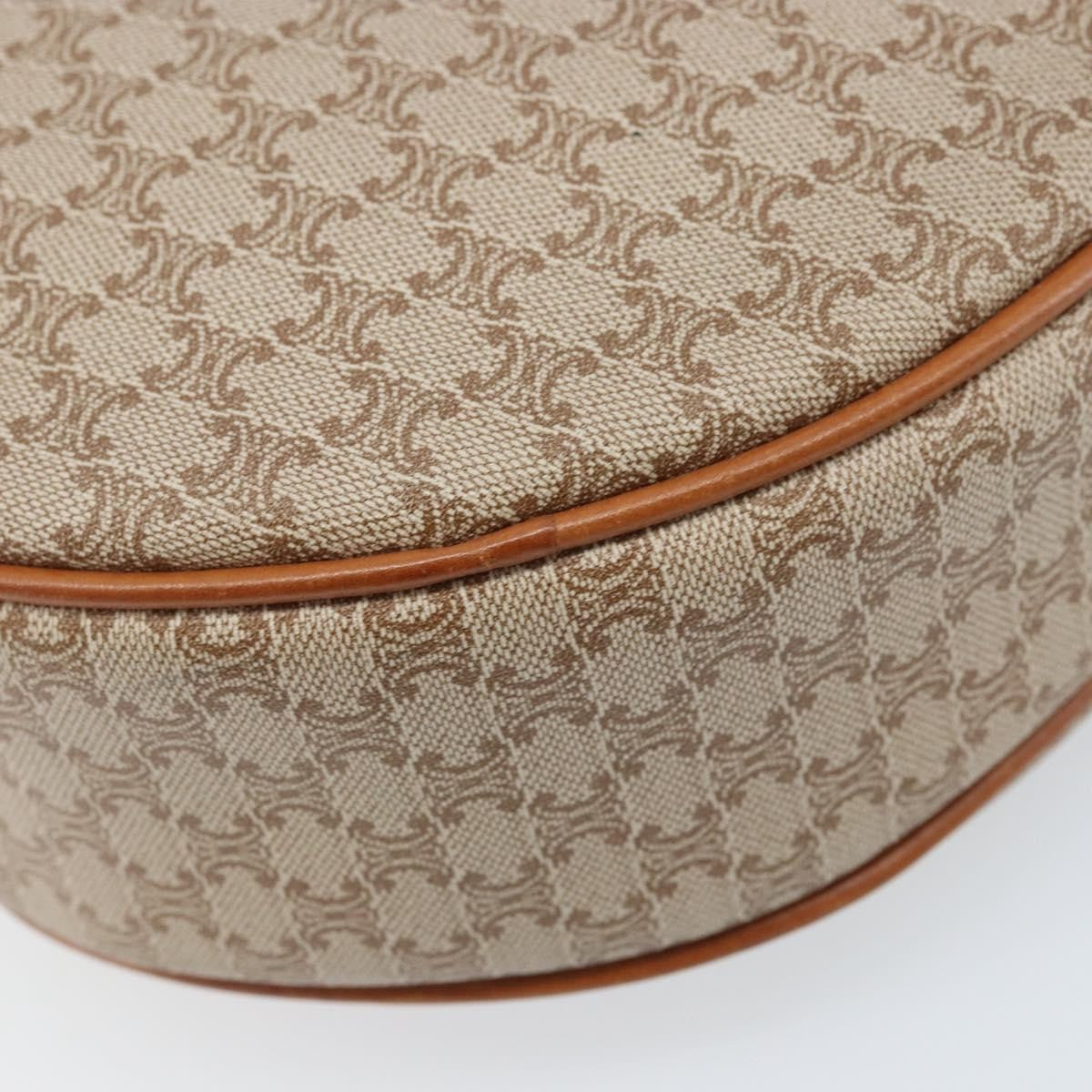 Celine Vintage Macadam Shoulder Bag Canvas and Leather, BEIGE, CANVAS, Shoulder bag