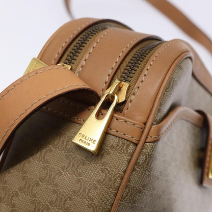 Celine Vintage Macadam Shoulder Bag Canvas and Leather, BEIGE, CANVAS, Shoulder bag