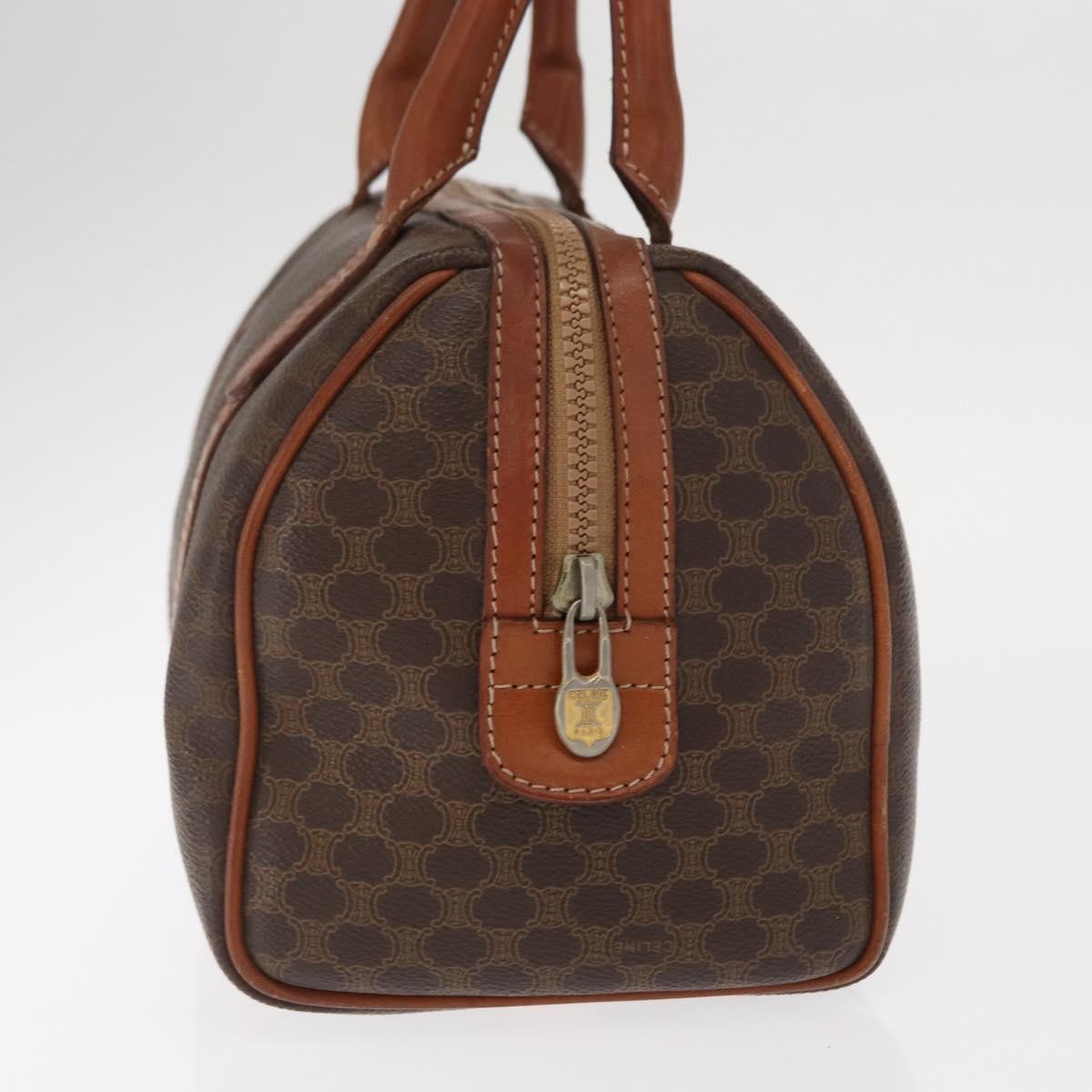 Celine Macadam Handbag Macadam with leather, BROWN, CANVAS, Handbag