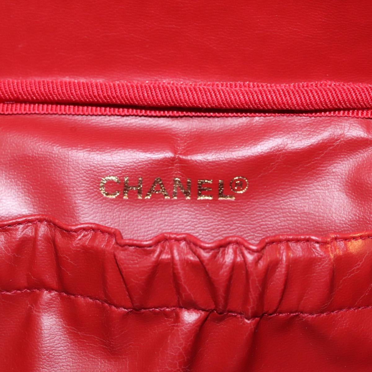 Chanel Vintage Timeless Cosmetic Case Caviar, RED, LEATHER, Clutche & pouche