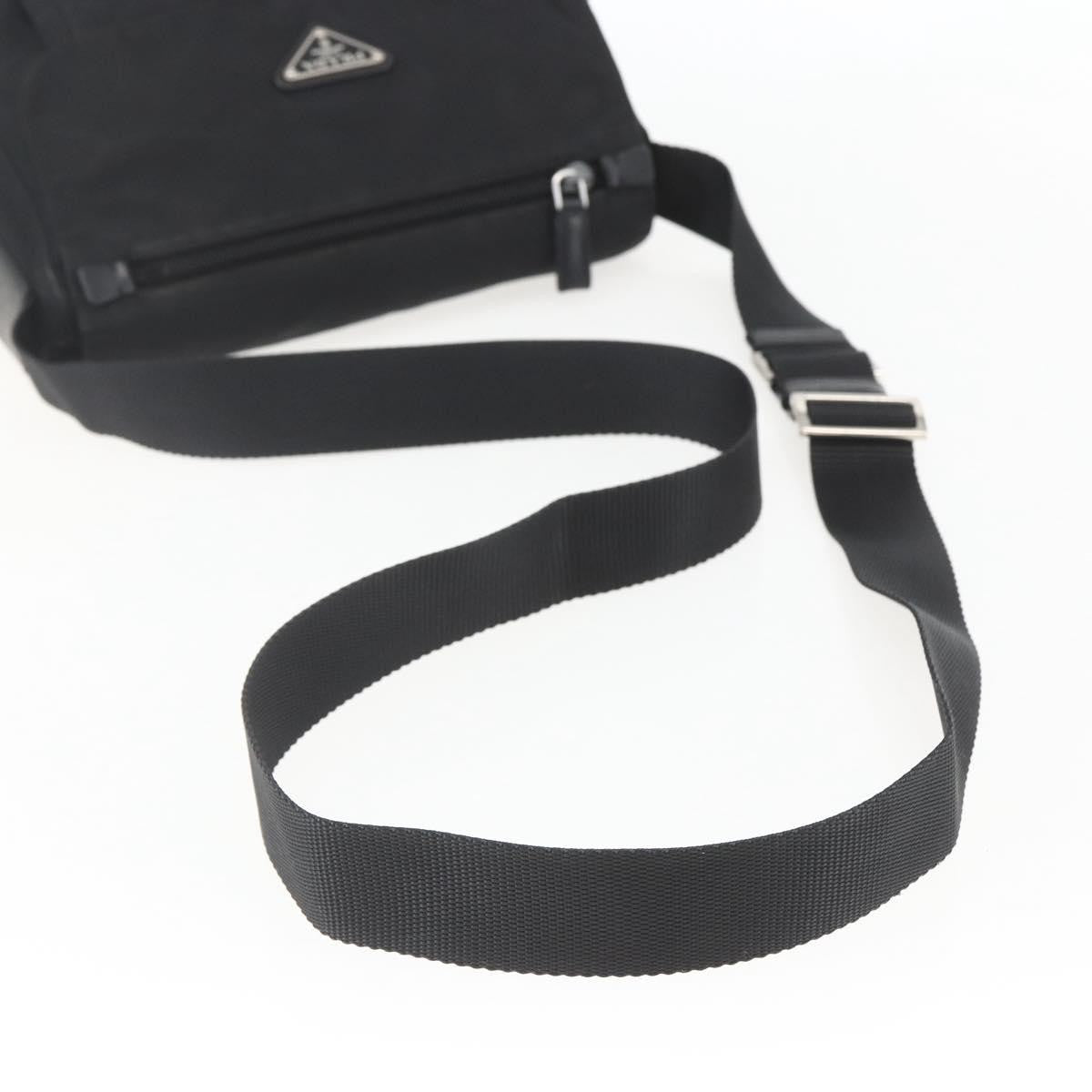 Prada Buckle Messenger Bag Tessuto, BLACK, NYLON, Shoulder bag