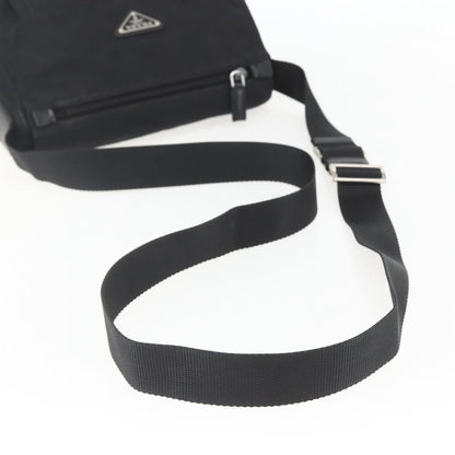 Prada Buckle Messenger Bag Tessuto, BLACK, NYLON, Shoulder bag
