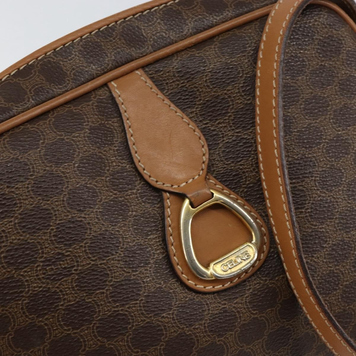 Celine Vintage Macadam Shoulder Bag Canvas and Leather, BROWN, CANVAS, Shoulder bag