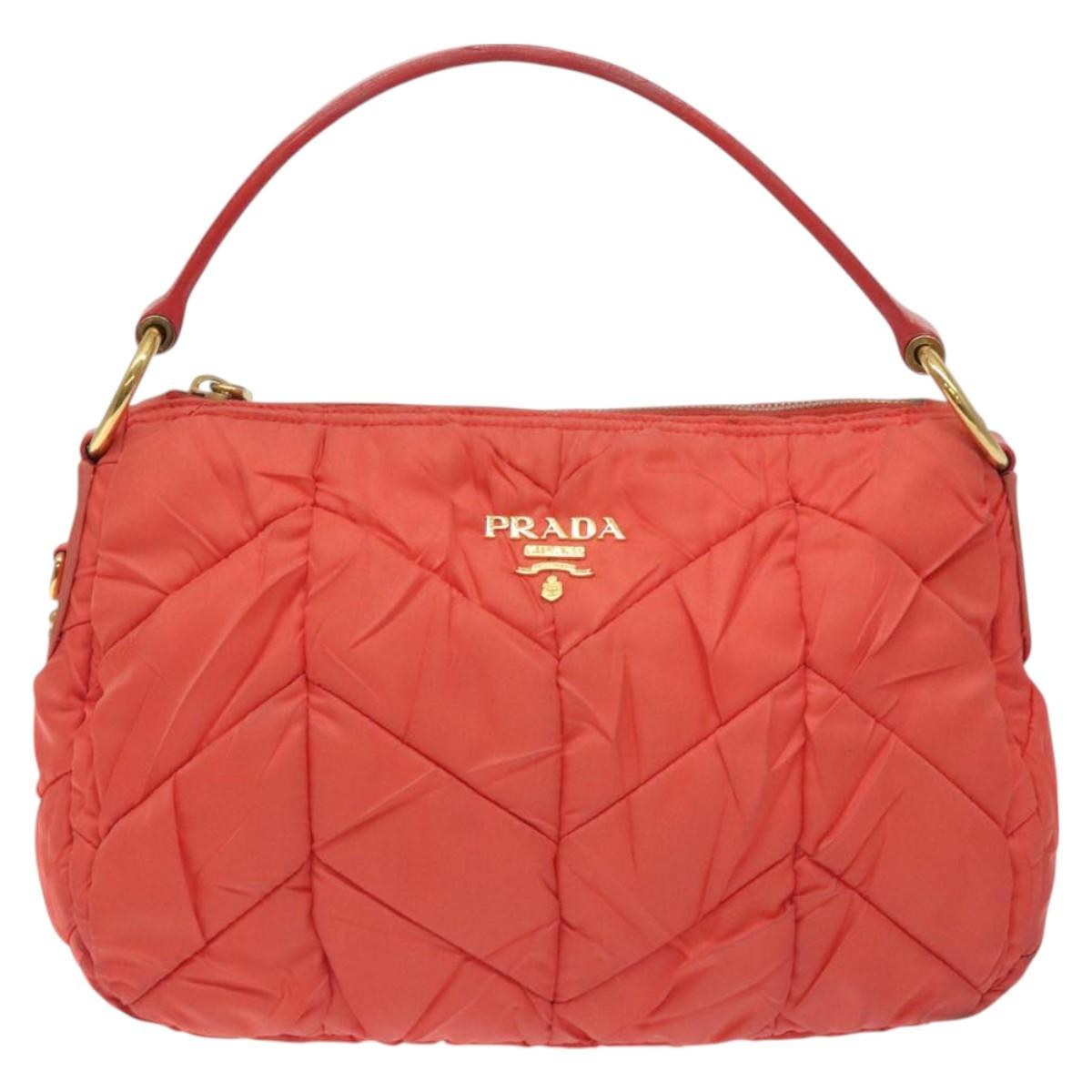 Prada Vintage Zip Handbag Tessuto, ORANGE, NYLON, Handbag