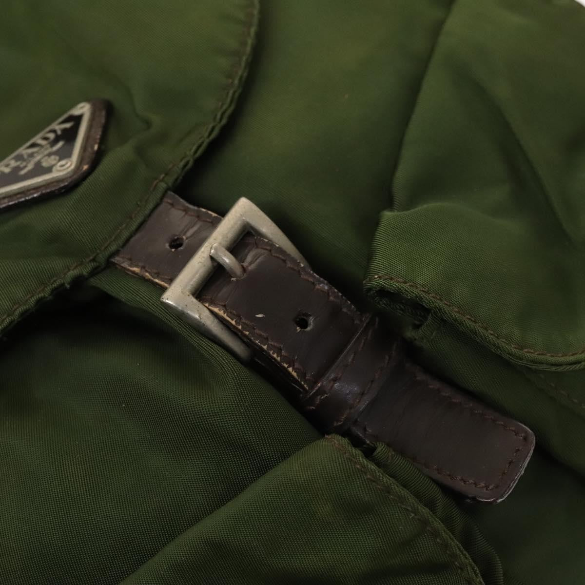 Prada Vela Double Front Pocket Backpack Tessuto with Saffiano Leather, KHAKI, NYLON, Backpack