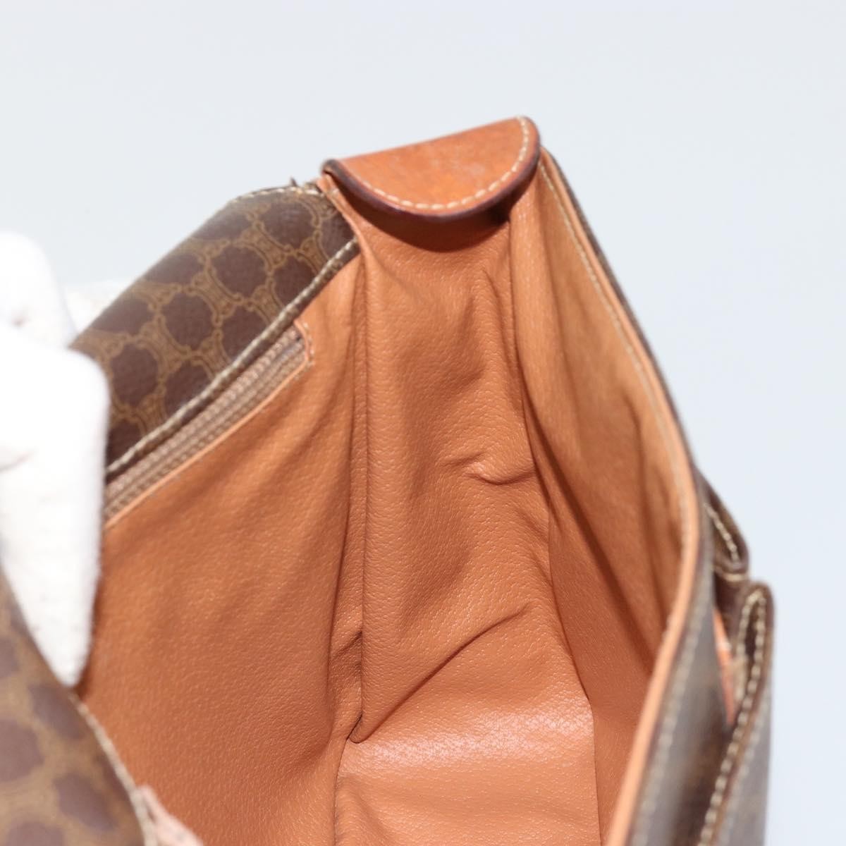 Celine Vintage Macadam Circle Logo Shoulder Bag Canvas and Leather, Brown, Canvas, Shoulder Bag