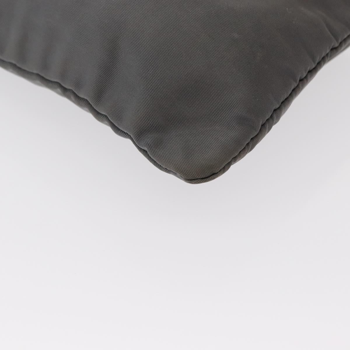 Prada Front Zip Convertible Flat Messenger Tessuto with Leather, GRAY, NYLON, Shoulder bag