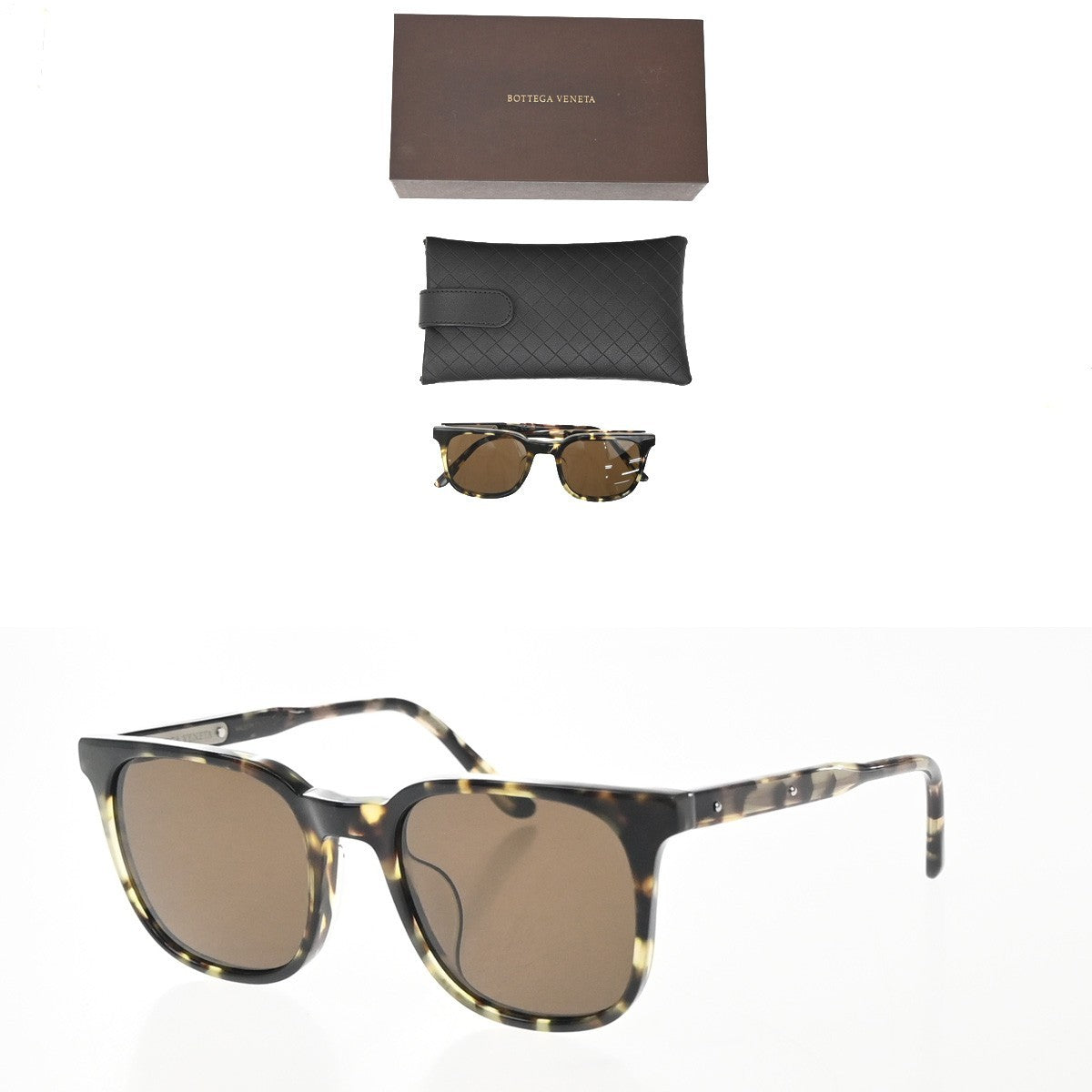 Bottega Veneta Intrecciato Sunglasses Plastic, Brown, Plastic, Sunglasses