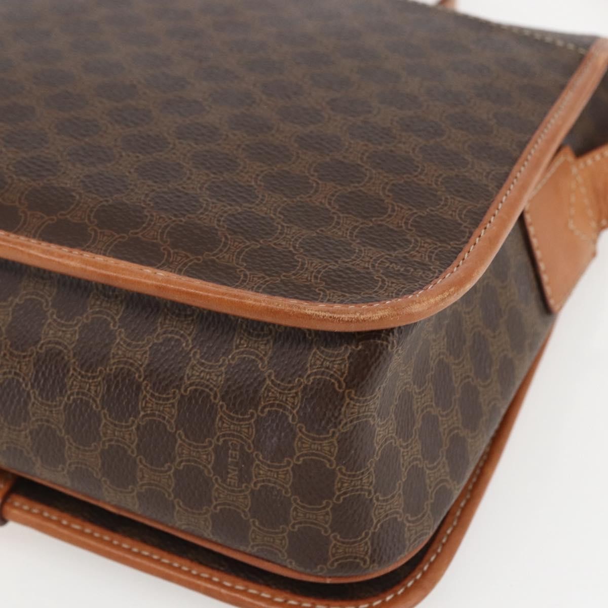 Celine Vintage Macadam Shoulder Bag Canvas and Leather, BROWN, CANVAS, Shoulder bag