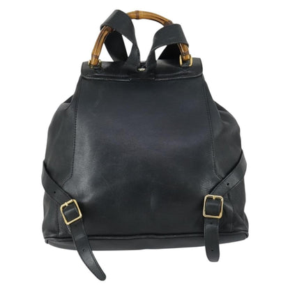 Gucci Vintage Bamboo Backpack Leather, BLACK, LEATHER, Backpack