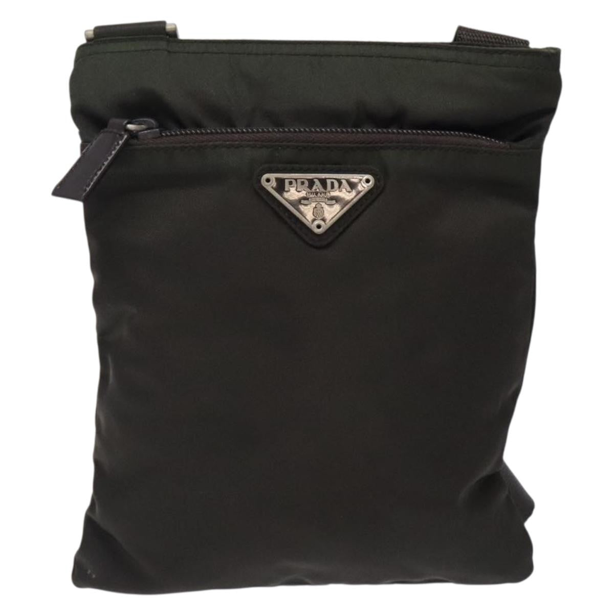 Prada Flat Messenger Bag Tessuto, KHAKI, NYLON, Shoulder bag