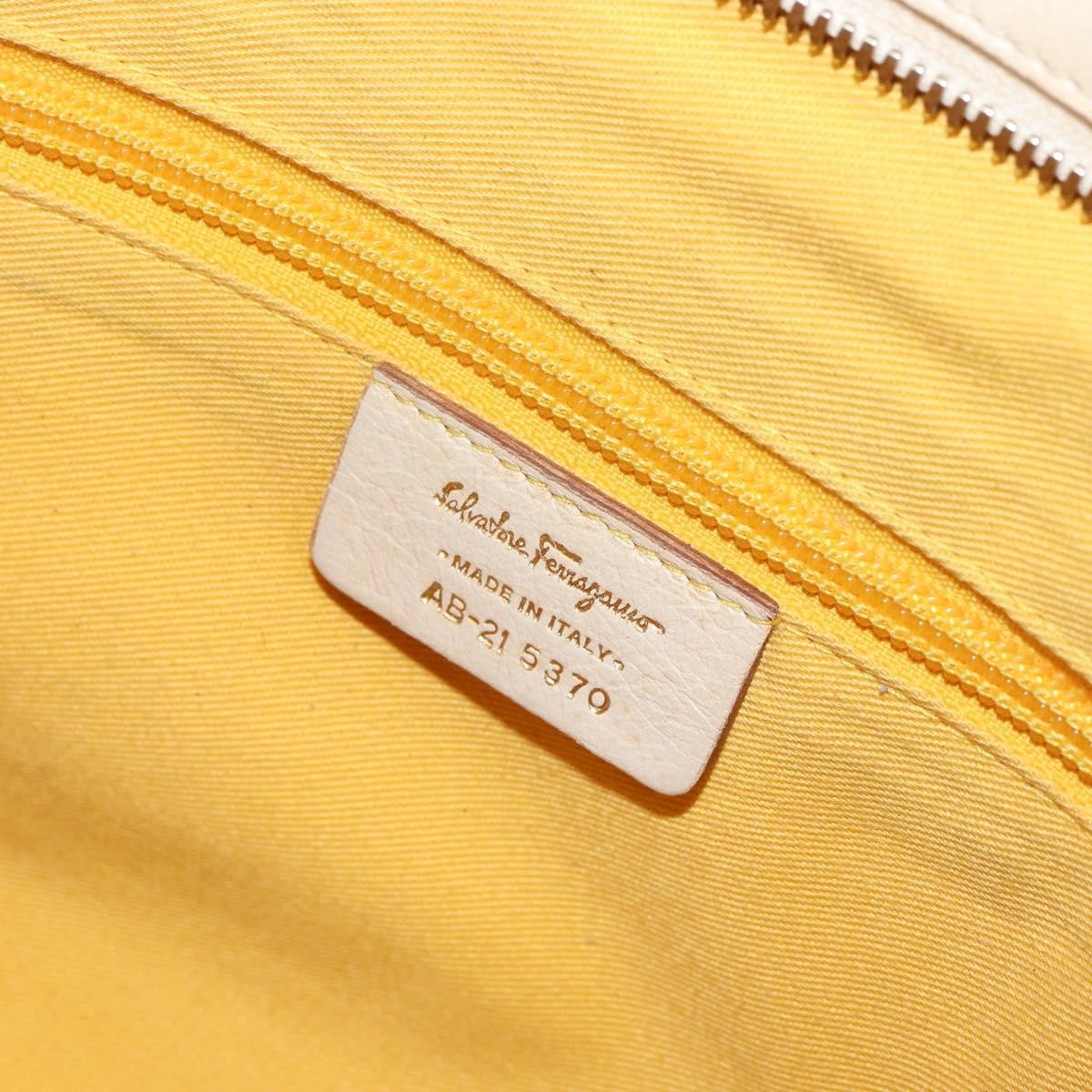 Salvatore Ferragamo Gancini handbag Leather, WHITE, LEATHER, Handbag