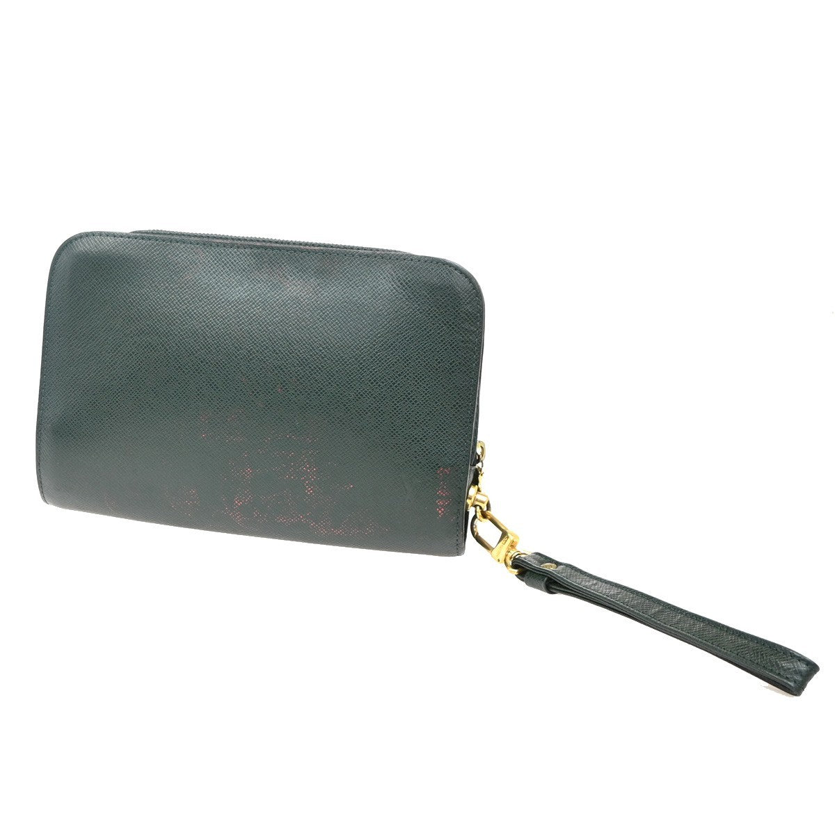 Louis Vuitton Pochette Baikal Clutch Taiga Leather, GREEN, LEATHER, Clutche & pouche