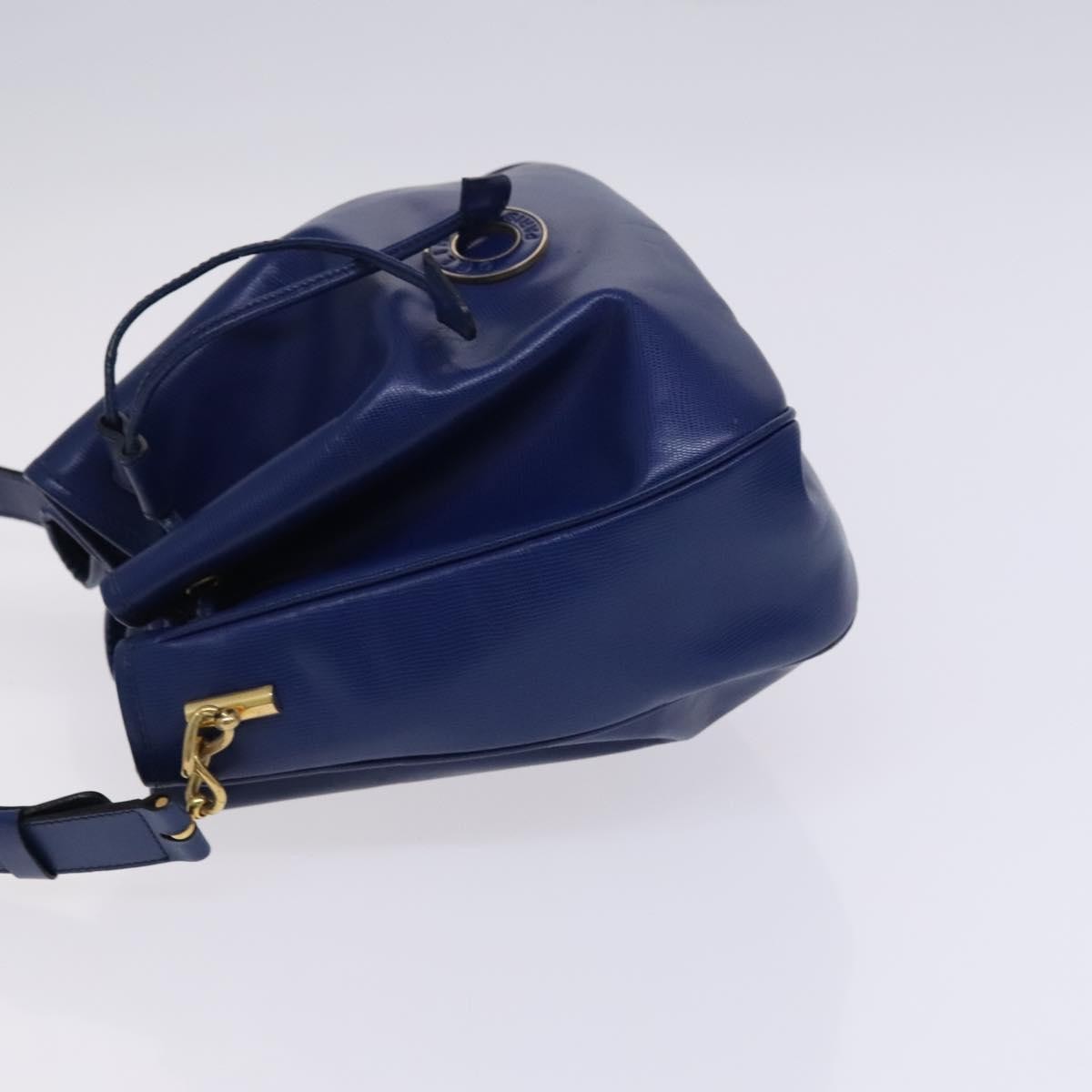 Celine Circle logo Leather, BLUE, LEATHER, Shoulder bag