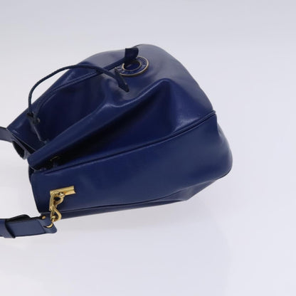 Celine Circle logo Leather, BLUE, LEATHER, Shoulder bag