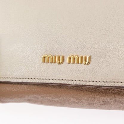Miu Miu Madras Convertible Lock Tote Leather, BEIGE, LEATHER, Handbag