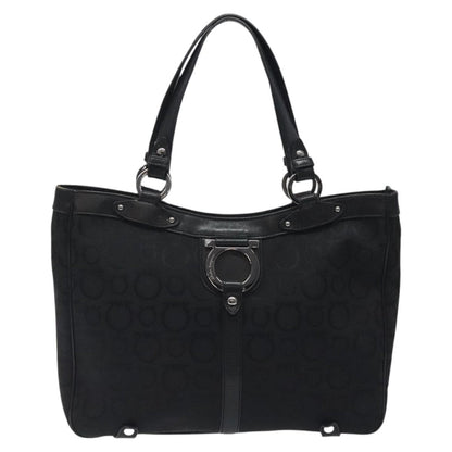 Salvatore Ferragamo Gancini Tote Gancini Canvas, BLACK, CANVAS, Tote bag