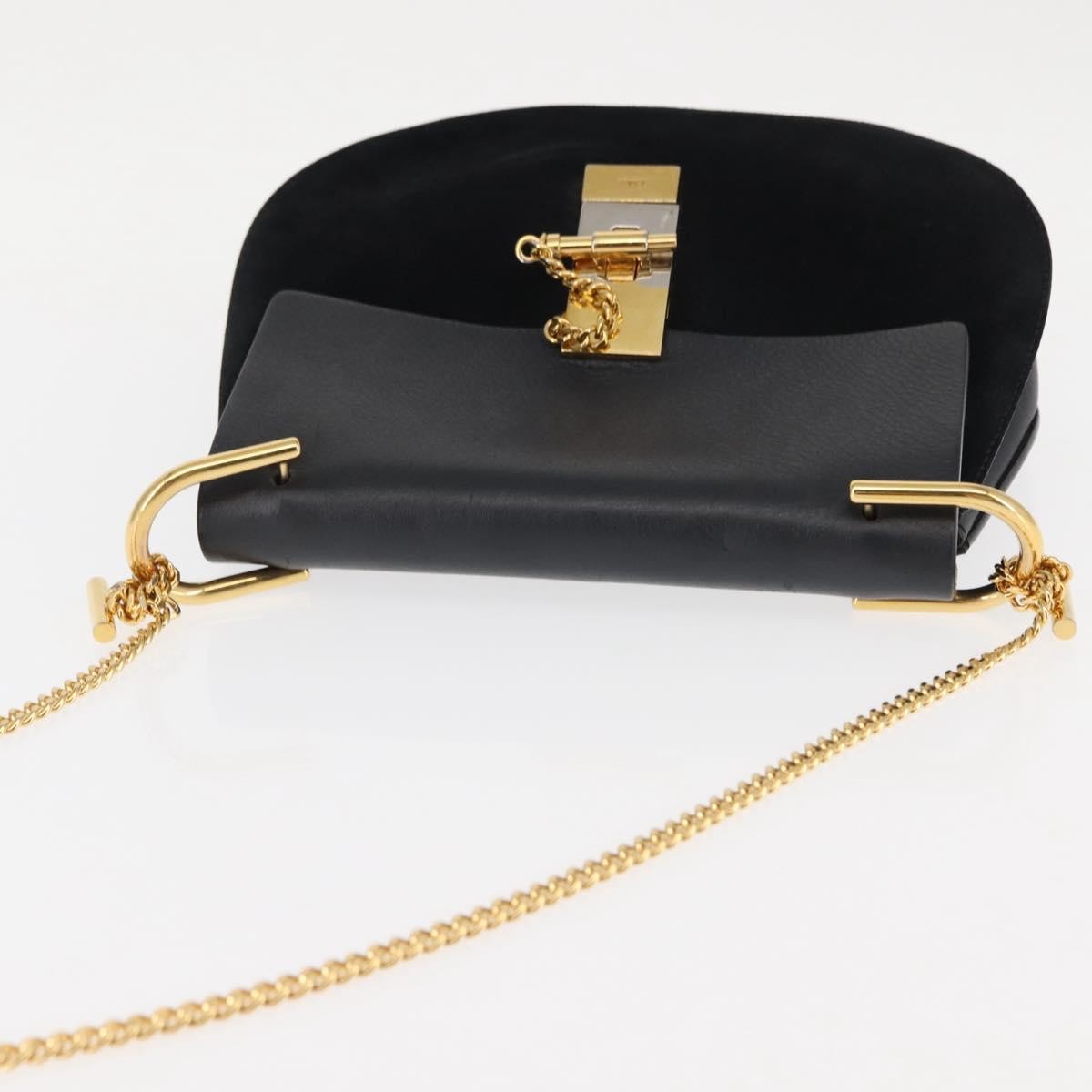 Chloe Drew Shoulder Bag Leather, BLACK, LEATHER, Shoulder bag