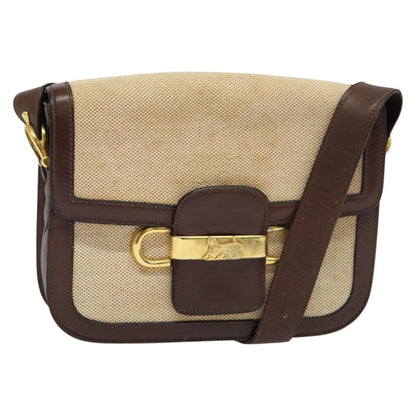Celine Horse Carriage Shoulder bag Canvas and Leather, BEIGE, CANVAS, Shoulder bag