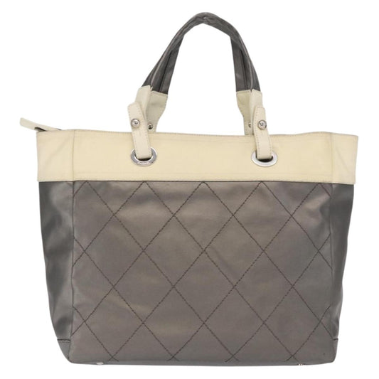 Chanel Biarritz Tote Nylon, SILVER, NYLON, Tote bag