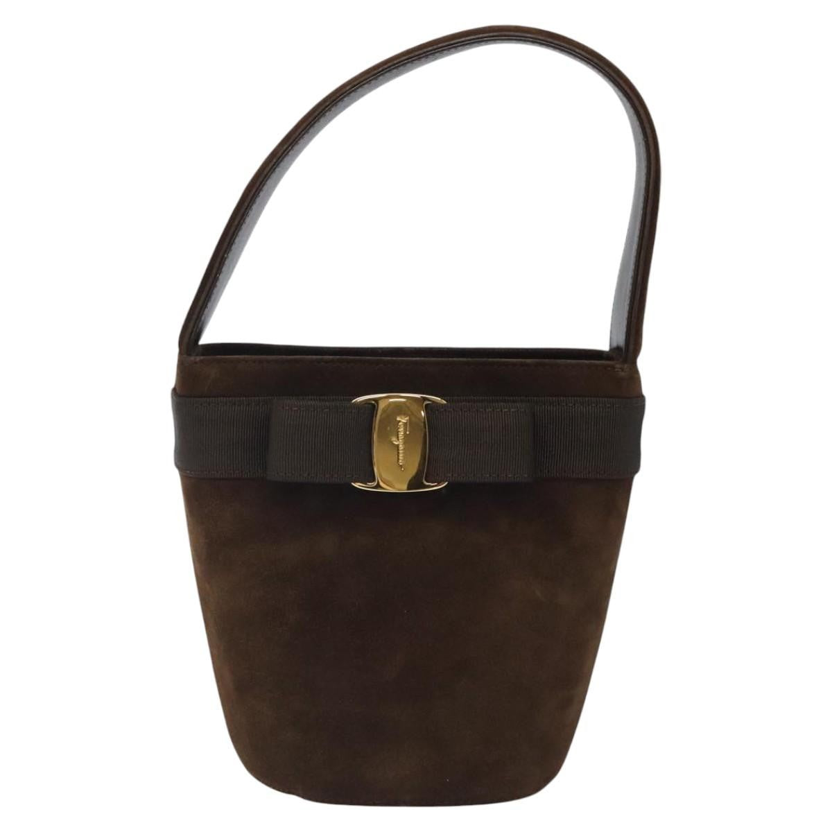 Salvatore Ferragamo Vala Handbag Suede, BROWN, SUEDE, Handbag