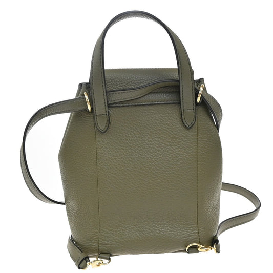 Salvatore Ferragamo Gancini Backpack Leather, KHAKI, LEATHER, Backpack