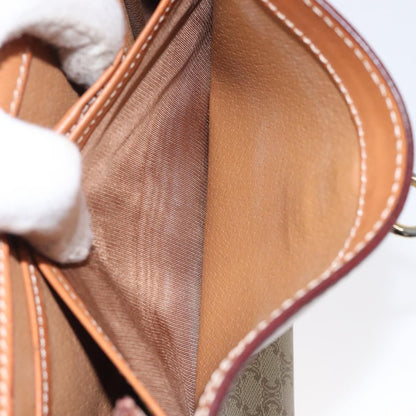 Celine Vintage Macadam Shoulder Bag Canvas and Leather, Beige, Canvas, Shoulder Bag