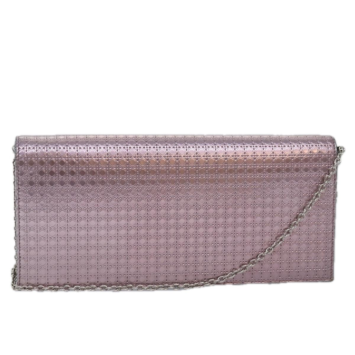 Christian Dior Lady Dior Croisiere Chain Wallet Micro Cannage Metallic Calfskin, PINK, LEATHER, Shoulder bag