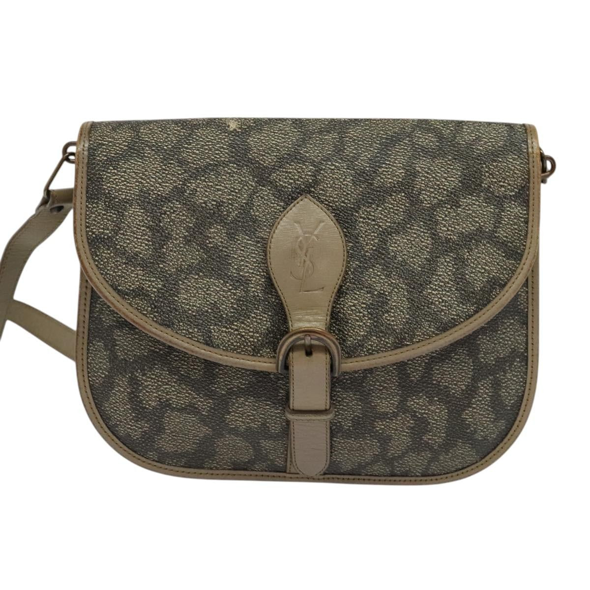 Saint Laurent Buckle Flap Crossbody Bag Canvas, BEIGE, CANVAS, Shoulder bag