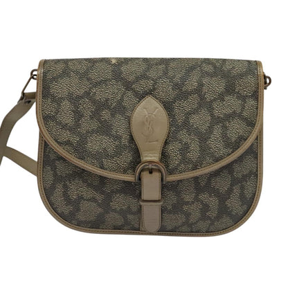 Saint Laurent Buckle Flap Crossbody Bag Canvas, BEIGE, CANVAS, Shoulder bag