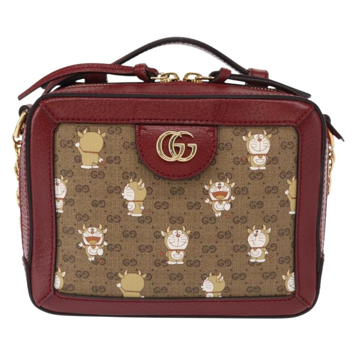 Gucci Doraemon Ophidia Zip Around Camera Bag Printed Mini GG Coated Canvas, BEIGE, CANVAS, Shoulder bag