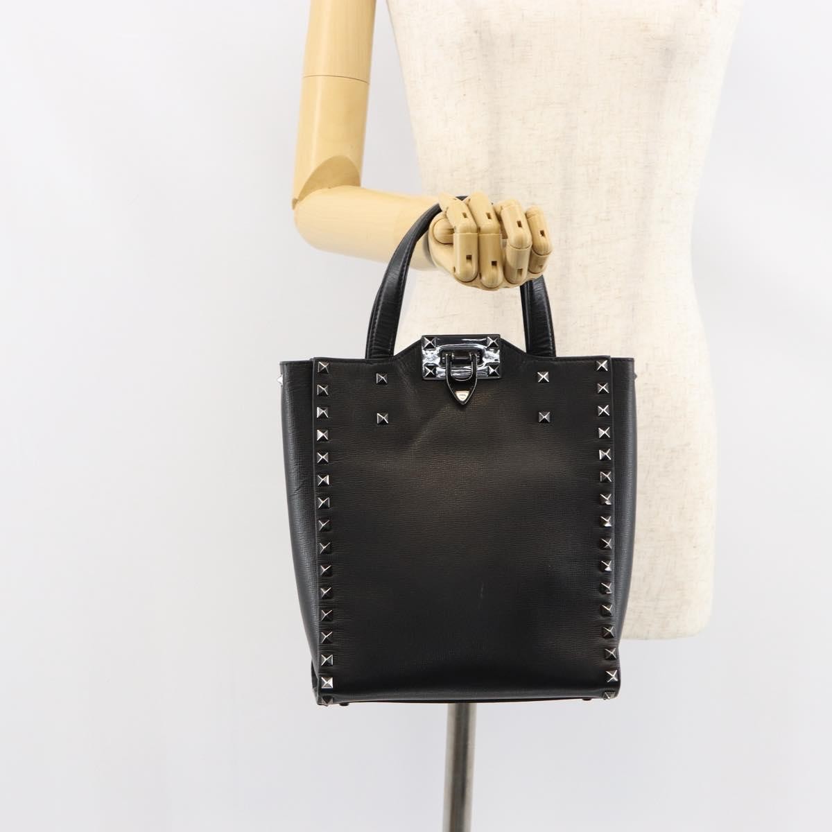 Valentino Garavani Rockstud Tote Rigid Leather, BLACK, LEATHER, Handbag