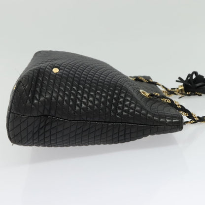Bally Vintage Chain Shoulder Bag Quilted Leather, BLACK, LEATHER, Shoulder bag